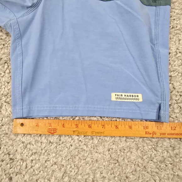 Fair Harbor Board Shorts Mens 34 Green Blue Colorblock Stretch Drawstring Beach - Picture 11 of 13